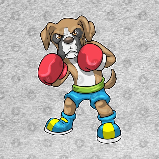 Dog as Boxer with Boxing gloves by Markus Schnabel